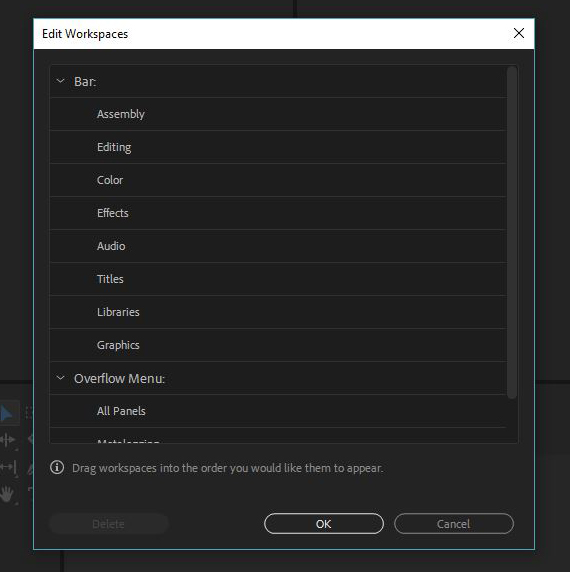 Edit Workspace in Premiere Pro